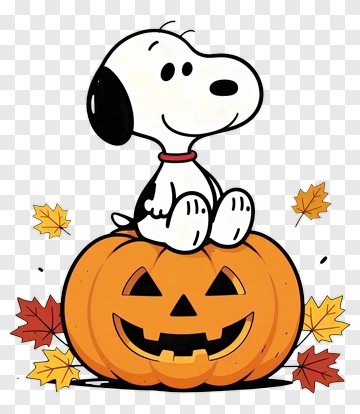 Cartoon Dog Sitting On A Halloween Pumpkin PNG