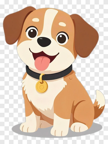 Cartoon Dog Sitting With A Happy Expression PNG