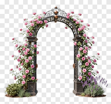 Floral Garden Archway With Pink Roses PNG