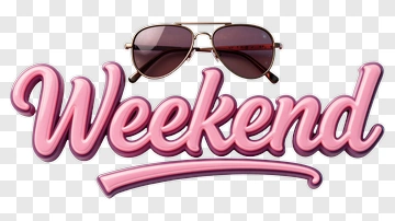 Weekend Text With Sunglasses PNG