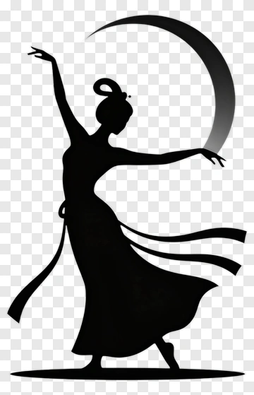 Silhouette Dancer With Crescent Moon PNG