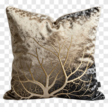 Decorative Throw Pillow With Tree Design PNG
