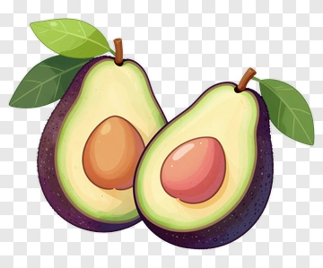 Avocado With Leaves PNG