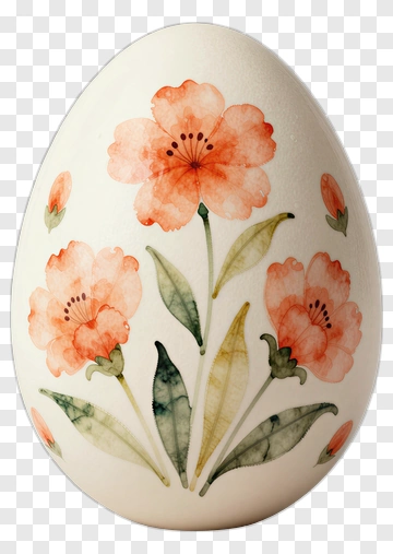 Decorative Easter Egg With Floral Design PNG