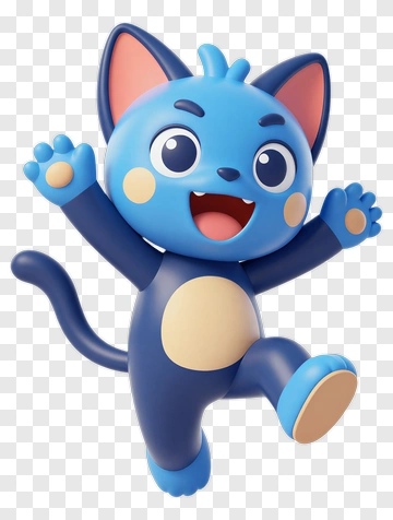 Cartoon Blue Cat Character PNG