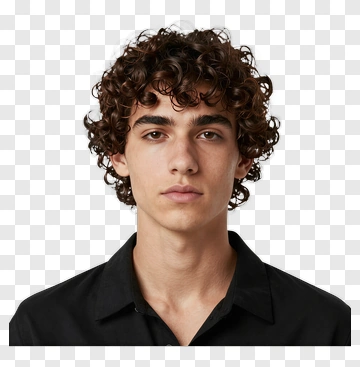 Young Man With Curly Hair PNG