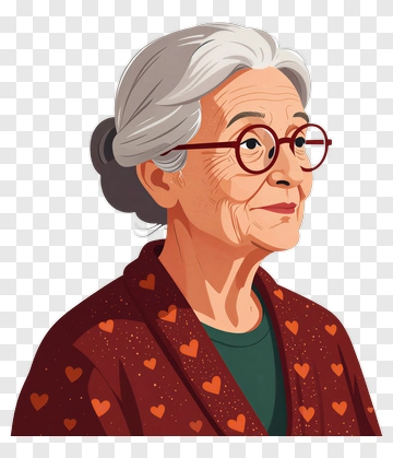 Cartoon Elderly Woman With Glasses PNG
