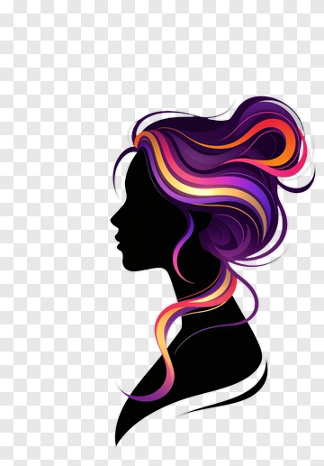 Silhouette Of A Woman With Colorful Hair PNG