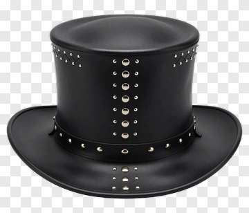 Black Leather Top Hat With Studs PNG