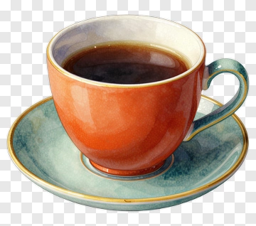 Watercolor Coffee Cup On Saucer PNG