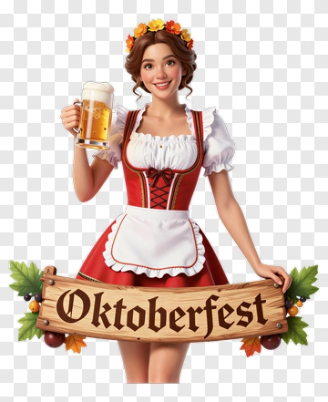 Oktoberfest Woman Holding A Beer PNG