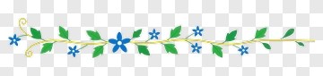 Floral Decorative Border With Blue Flowers And Green Leaves PNG
