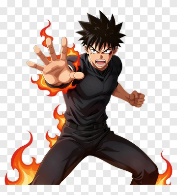Anime Character Using Fire Powers PNG