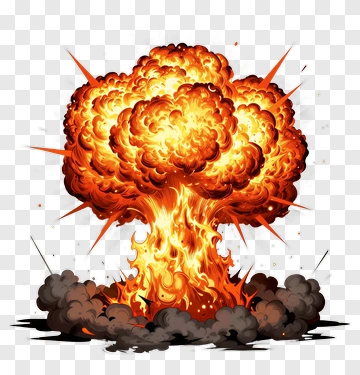 Explosion Cloud With Fire And Smoke PNG