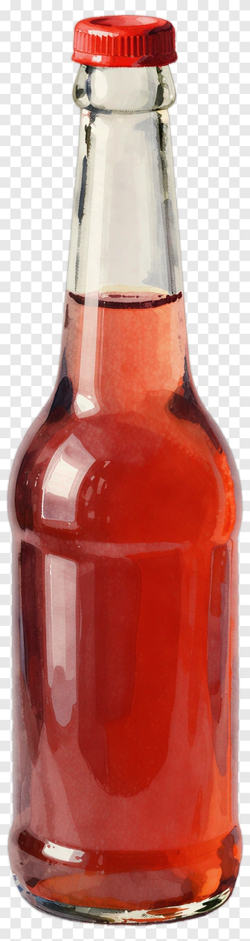 Glass Bottle Of Red Beverage PNG