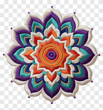 Colorful Embroidered Mandala Design PNG