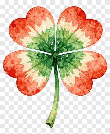 Watercolor Four-Leaf Clover PNG