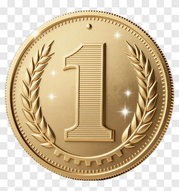 Gold Medal With Number One PNG
