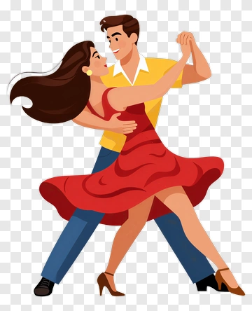 Couple Dancing Together In A Red Dress PNG