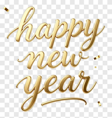Happy New Year Text In Gold PNG