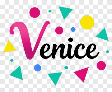Colorful Venice Sign With Geometric Shapes PNG