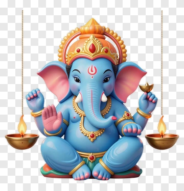 Colorful Lord Ganesha Holding Lamps PNG