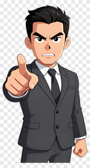 Cartoon Businessman Pointing In A Suit PNG