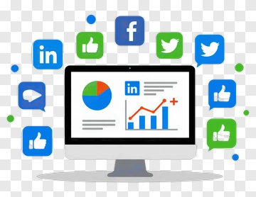 Computer Screen Displaying Social Media Analytics PNG