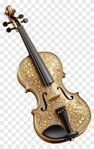 Golden Violin With Decorative Elements PNG