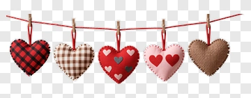 Colorful Felt Hearts Hanging On A String PNG