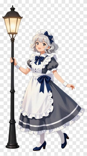 Anime Maid Holding A Lantern PNG