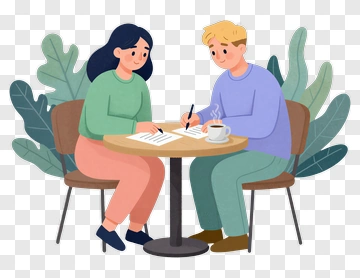 Couple Working Together At A Table PNG