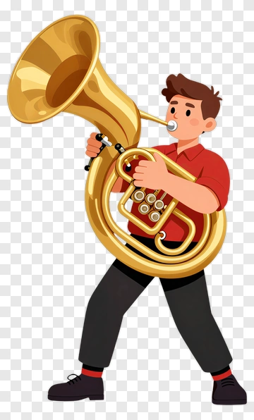 Cartoon Musician Playing A Tuba PNG