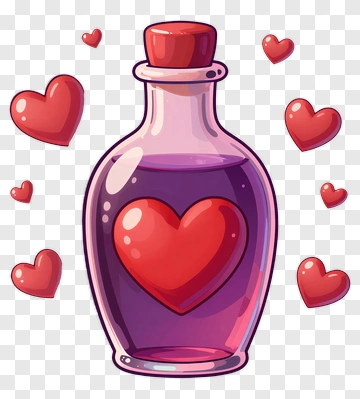 Cartoon Love Potion Bottle With Hearts PNG