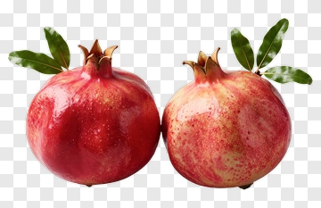 Fresh Pomegranate With Leaves PNG