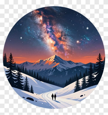 Mountain Landscape Under Starry Sky PNG