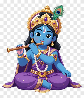 Cartoon Krishna Playing Flute PNG