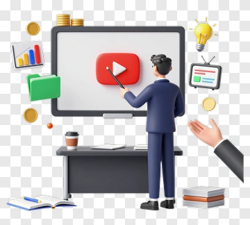 3D Teacher Presenting Educational Content PNG
