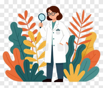 Cartoon Scientist Holding A Magnifying Glass PNG