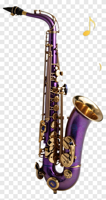 Purple Saxophone With Musical Notes PNG