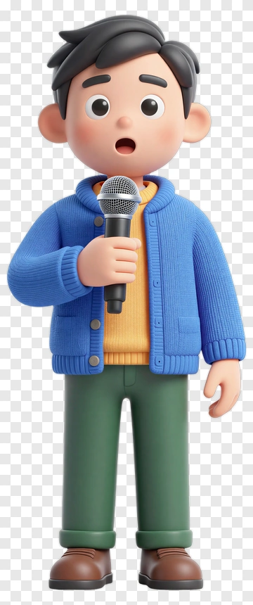 3D Boy Holding A Microphone PNG