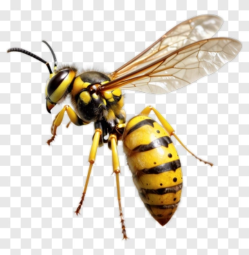 Realistic Yellow Wasp PNG