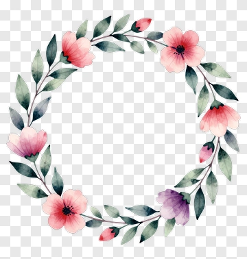 Floral Wreath With Pink And Purple Flowers PNG