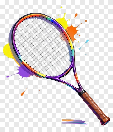 Colorful Tennis Racket With Paint Splashes PNG