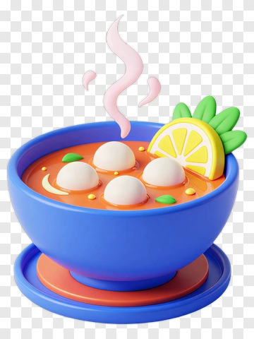 Colorful Bowl Of Soup With Lemon And Herbs PNG