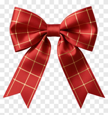 Red Plaid Ribbon Bow PNG