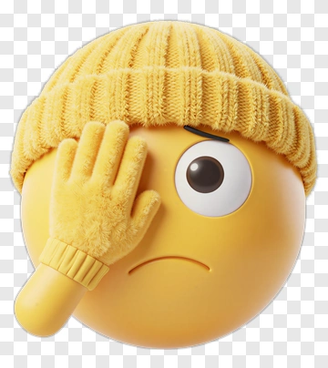 Emoji Wearing A Yellow Beanie And Covering Face PNG