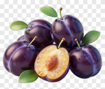 Fresh Purple Plums With Leaves PNG