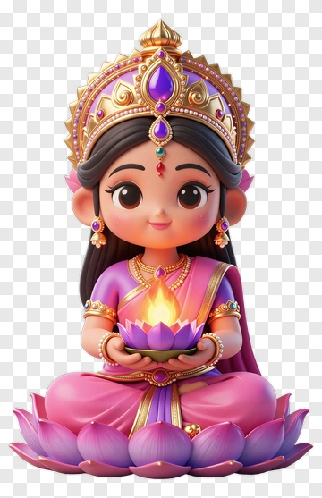 Cartoon Goddess Holding A Lotus Flame PNG