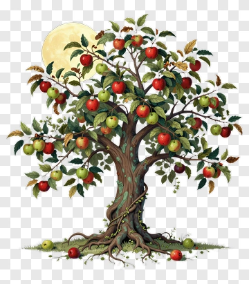 Colorful Apple Tree With Fruits PNG